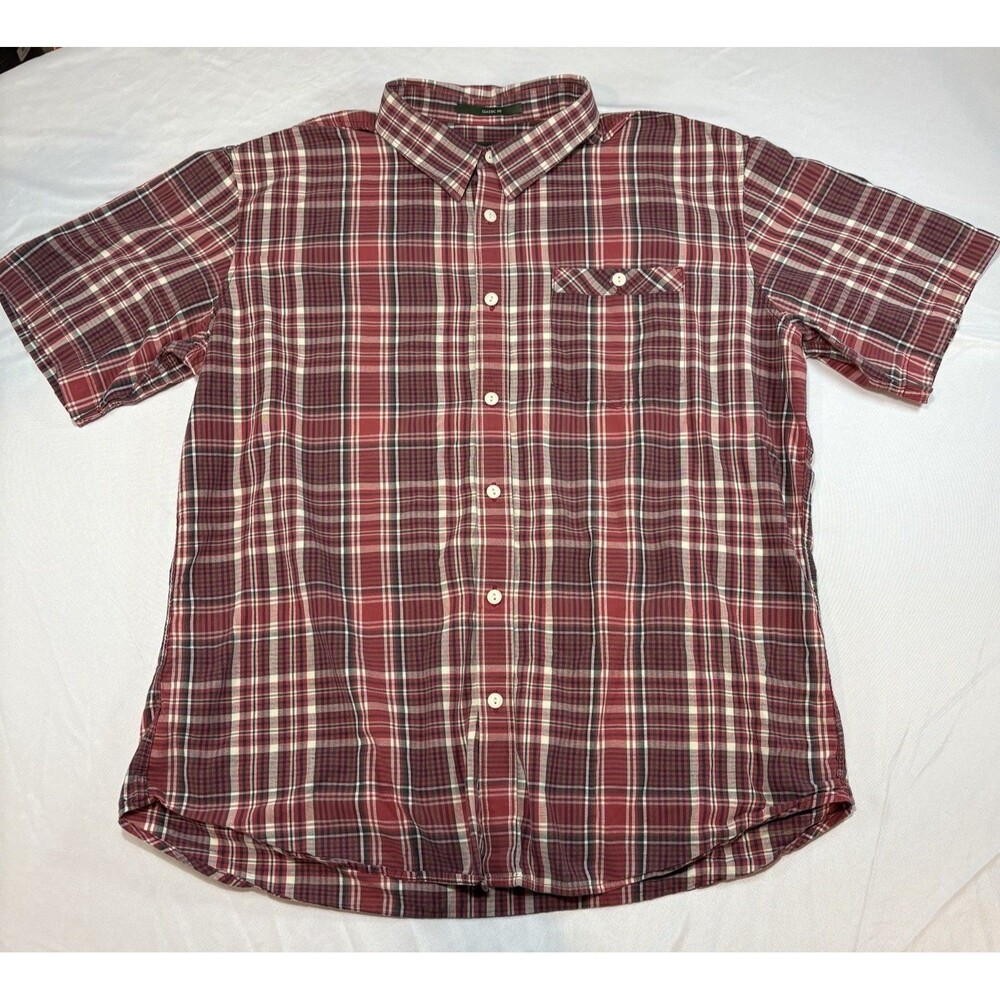 Eddie Bauer Shirt Men’s XL Classic Fit Red Plaid Button Up Short Sleeve